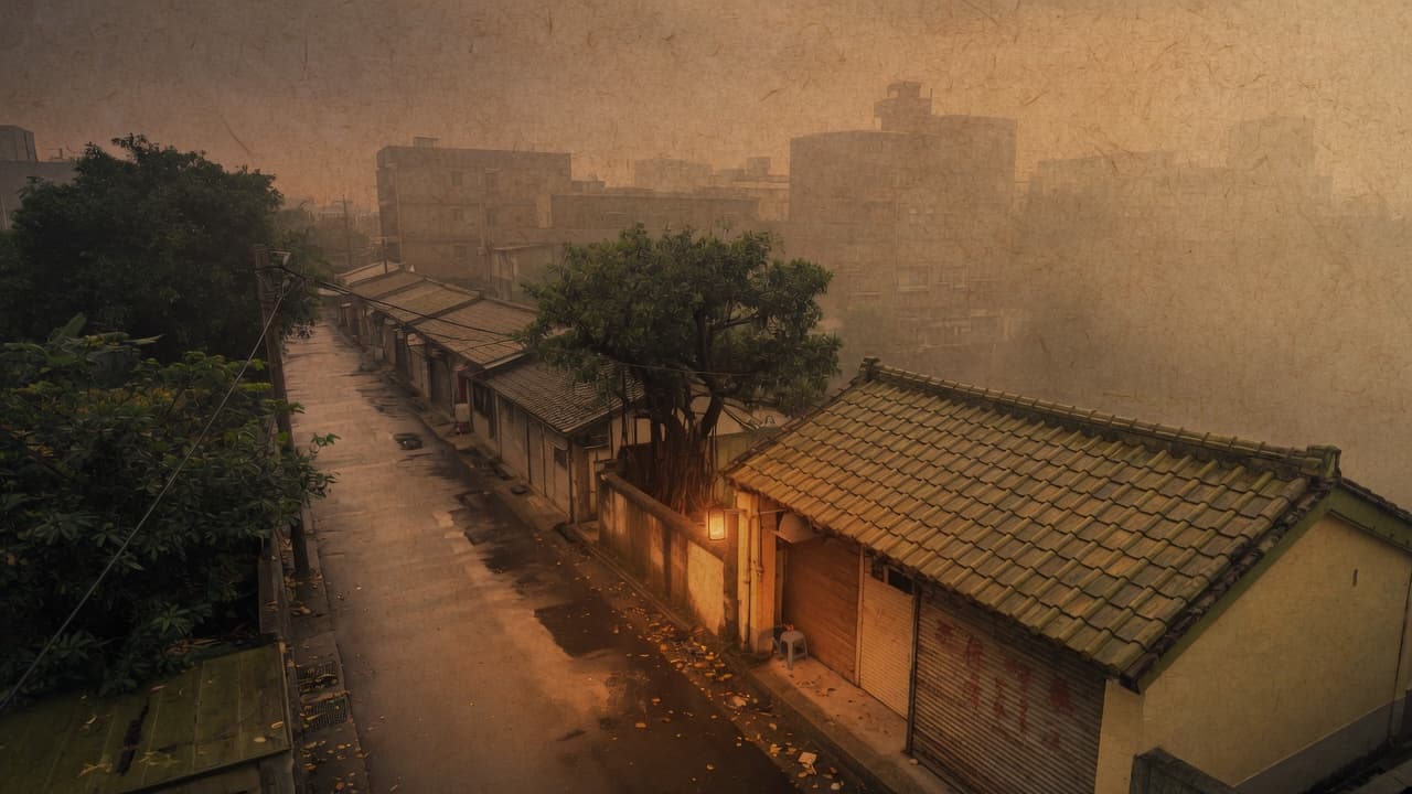 Paper fog over a Taiwan alley, opened by lantern light nearby